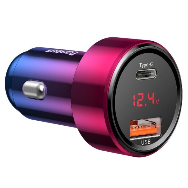 Incarcator Auto Baseus Magic 2 Porturi USB + USB-C QC 4.0 PD 45W Rosu-Albastru 29320